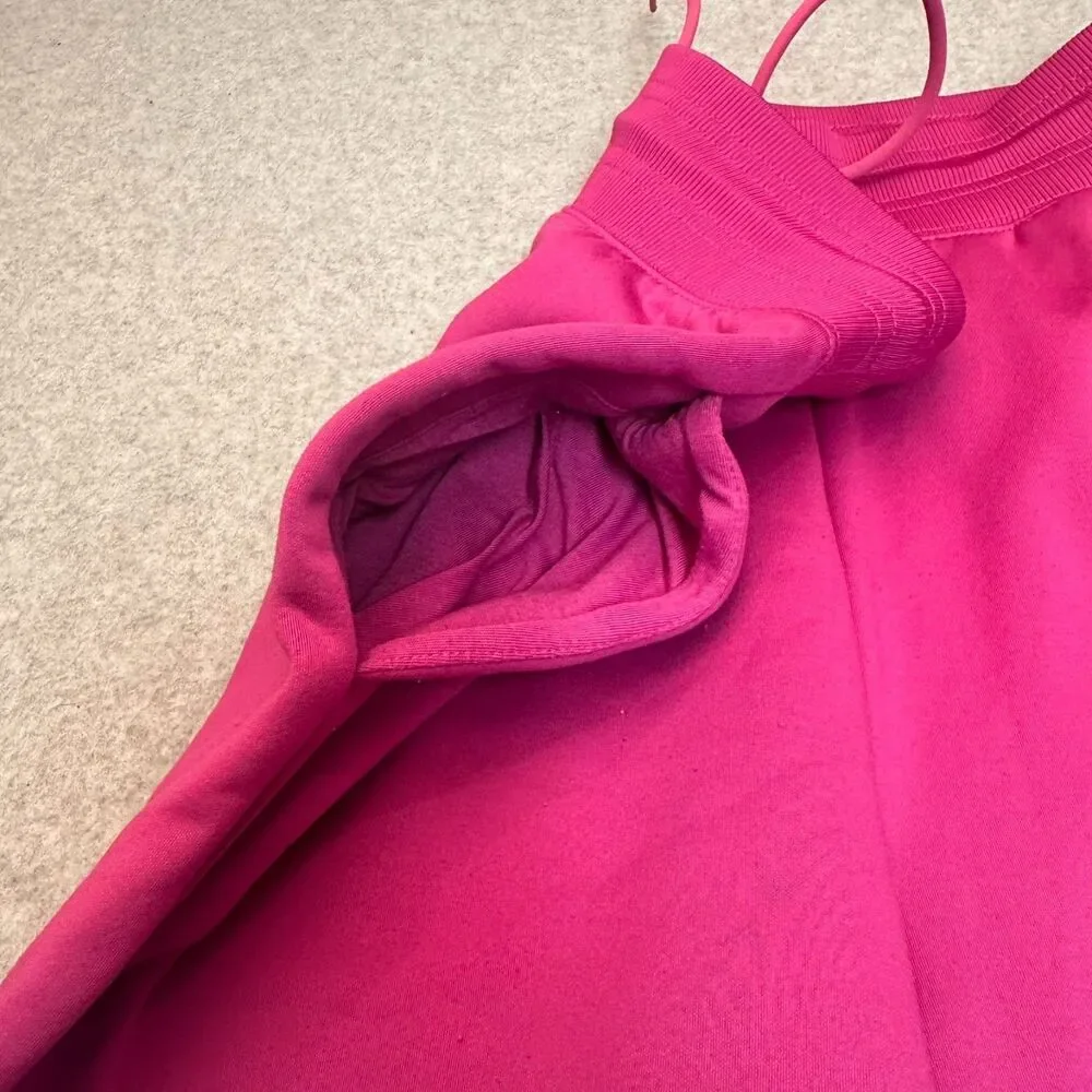 Nike Therma-FIT Fleece Matching Set Hot Fuchsia Pink Sweatshirt Joggers M Crop